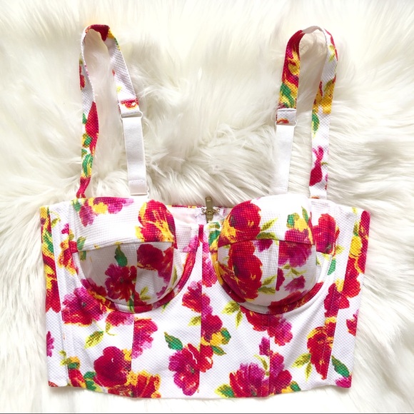 Victoria's Secret Tops - Multicolor Floral Corset Fitted Bustier Crop Top 2